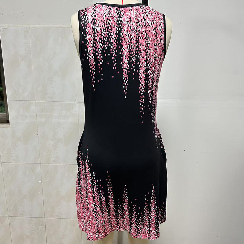 ⏳ Offre à durée limitée⏰Mini-robe sans manches imprimée à la mode pour femmes