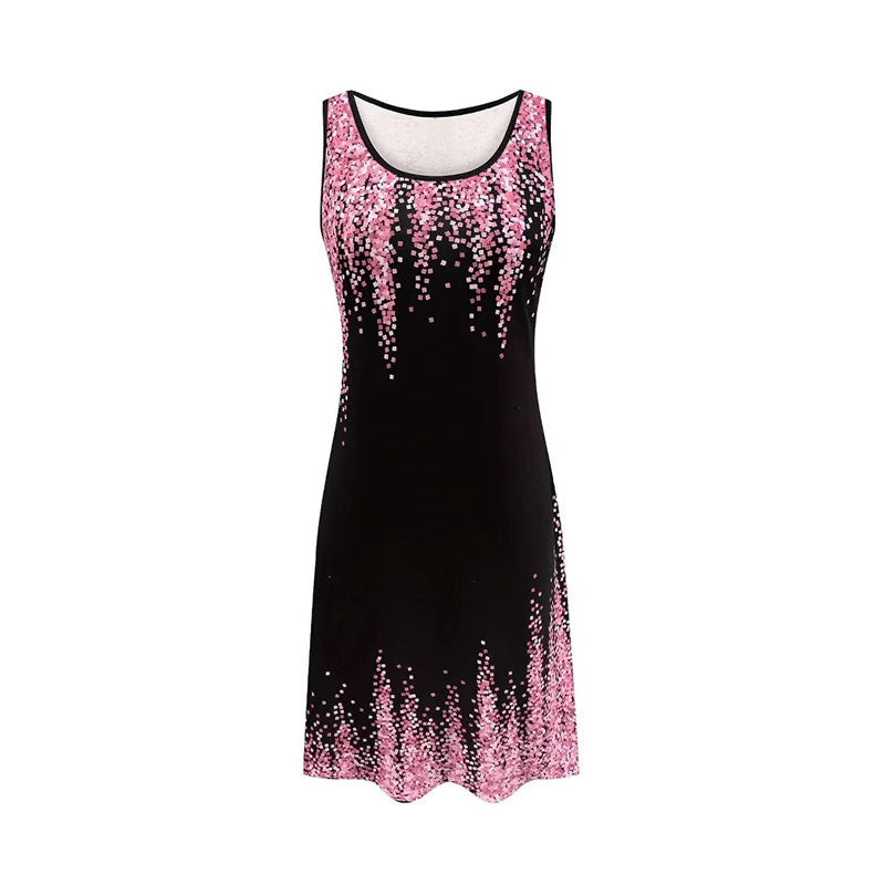 ⏳ Offre à durée limitée⏰Mini-robe sans manches imprimée à la mode pour femmes