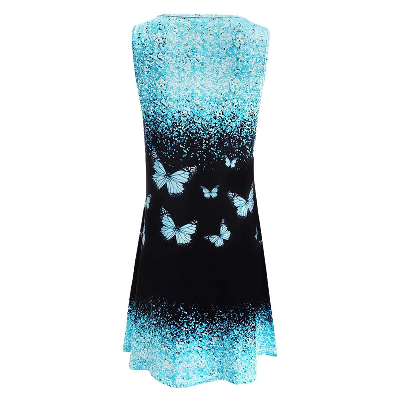 ⏳ Offre à durée limitée⏰Mini-robe sans manches imprimée à la mode pour femmes