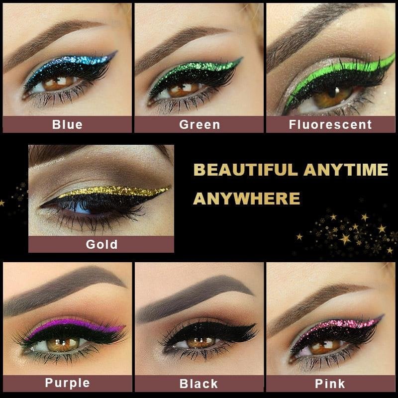 Återanvändbara självhäftande klistermärken för eyeliner och ögonfransar med glitter