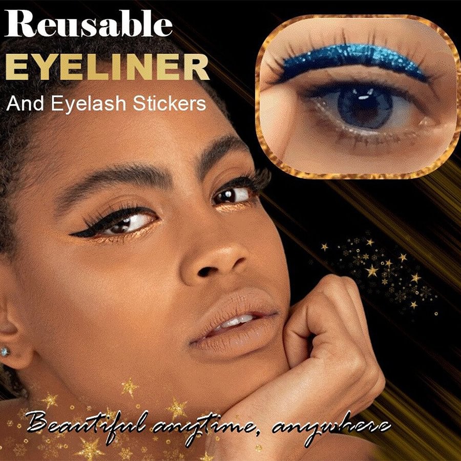Återanvändbara självhäftande klistermärken för eyeliner och ögonfransar med glitter