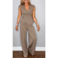 Ensemble élégant pour femme : haut col en V et pantalon