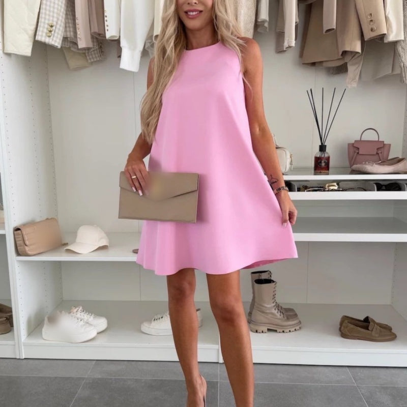 Robe décontractée sans manches en ligne A pour femmes