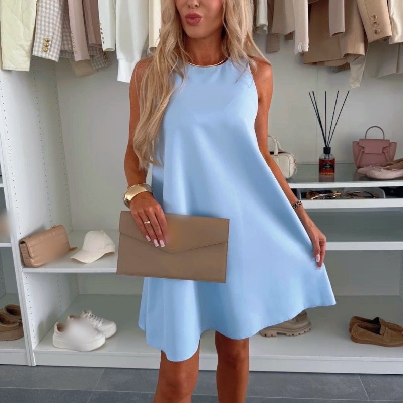 Robe décontractée sans manches en ligne A pour femmes
