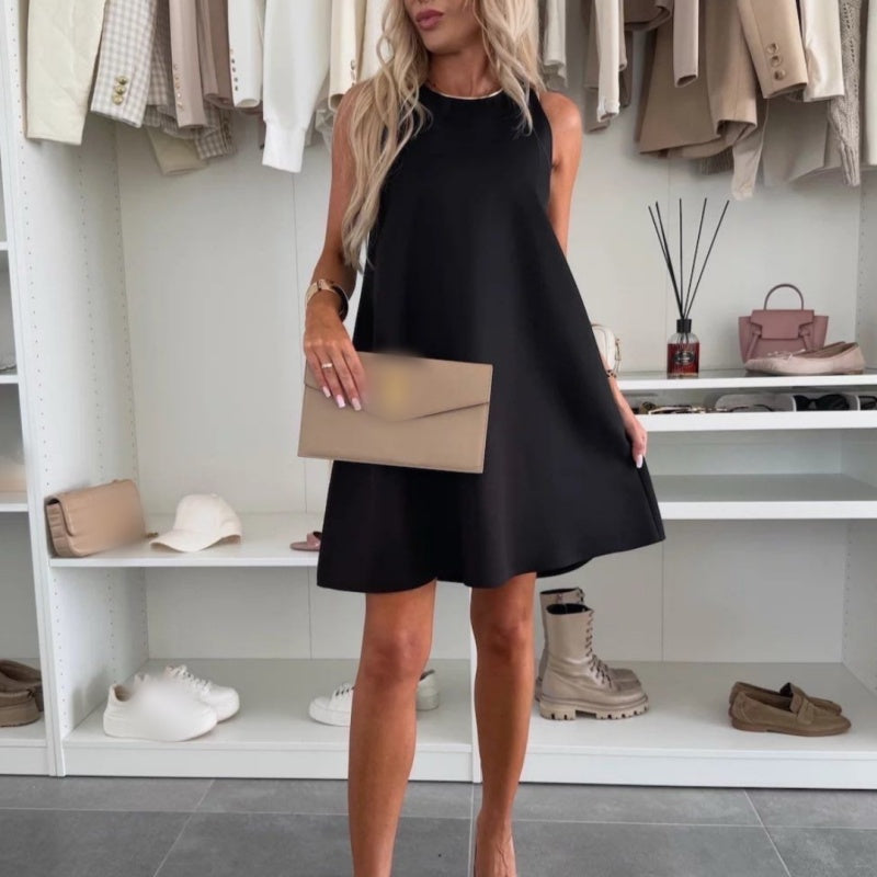 Robe décontractée sans manches en ligne A pour femmes