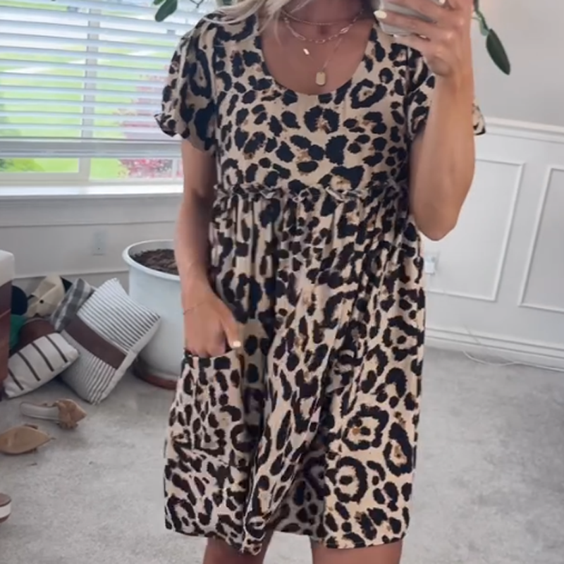 🌸50% de réduction🌸Robe Mini Léopard Décontractée pour Femme