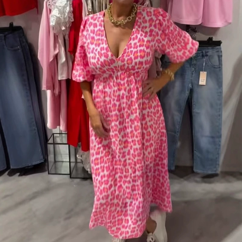 🎨 LAST DAY PROMOTION - 50%OFF💥 Women's V-Neck Printed Dress – Brushstrokes of Summer🌺