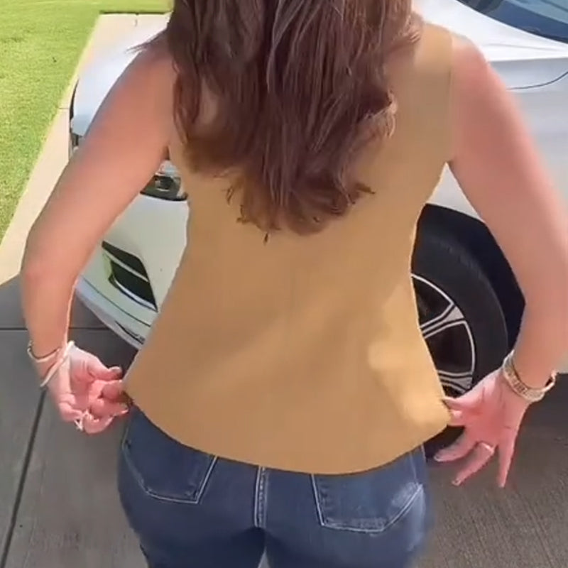 ⏳Spécial limité dans le temps⏰Gilet de costume pour femme avec col rond et patte de boutonnage