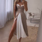 ✨50% de réduction✨Robe longue plissée sans manches à blocs de couleurs pour femme