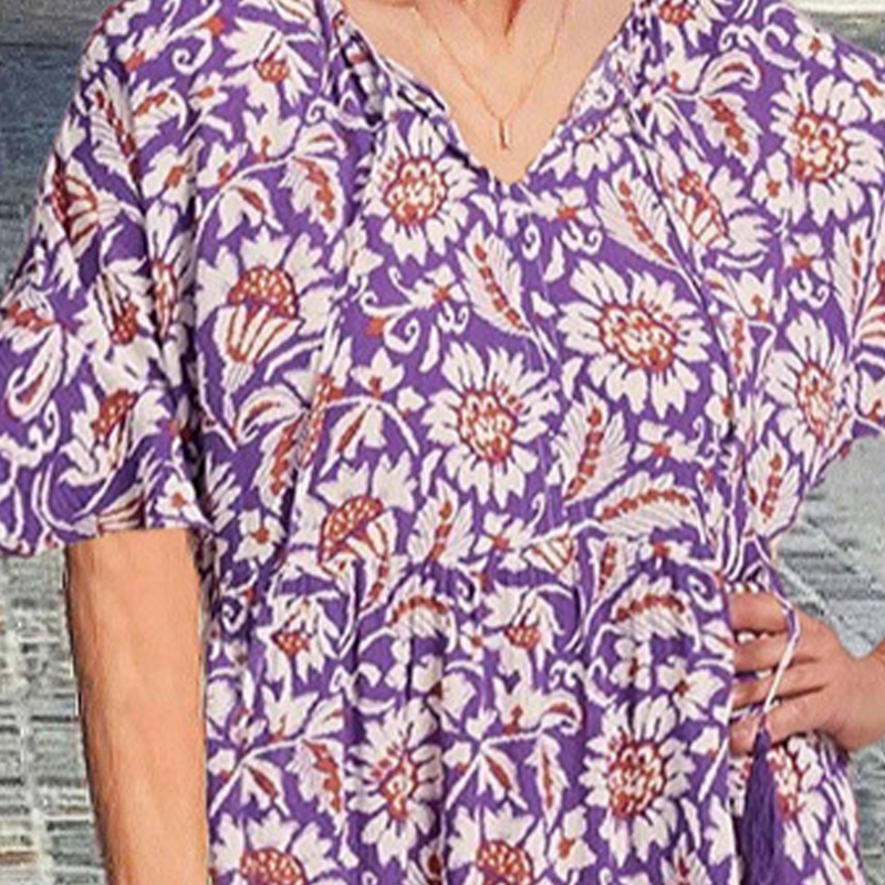 🎉Soldes exceptionnelles : 50 % de réduction🎉Robe midi imprimée à col en V