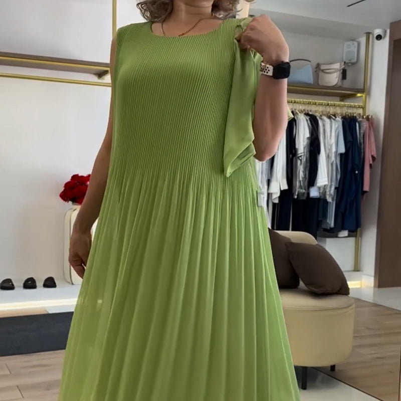 💃🏻Robe plissée sans manches en mousseline de soie pour femmes
