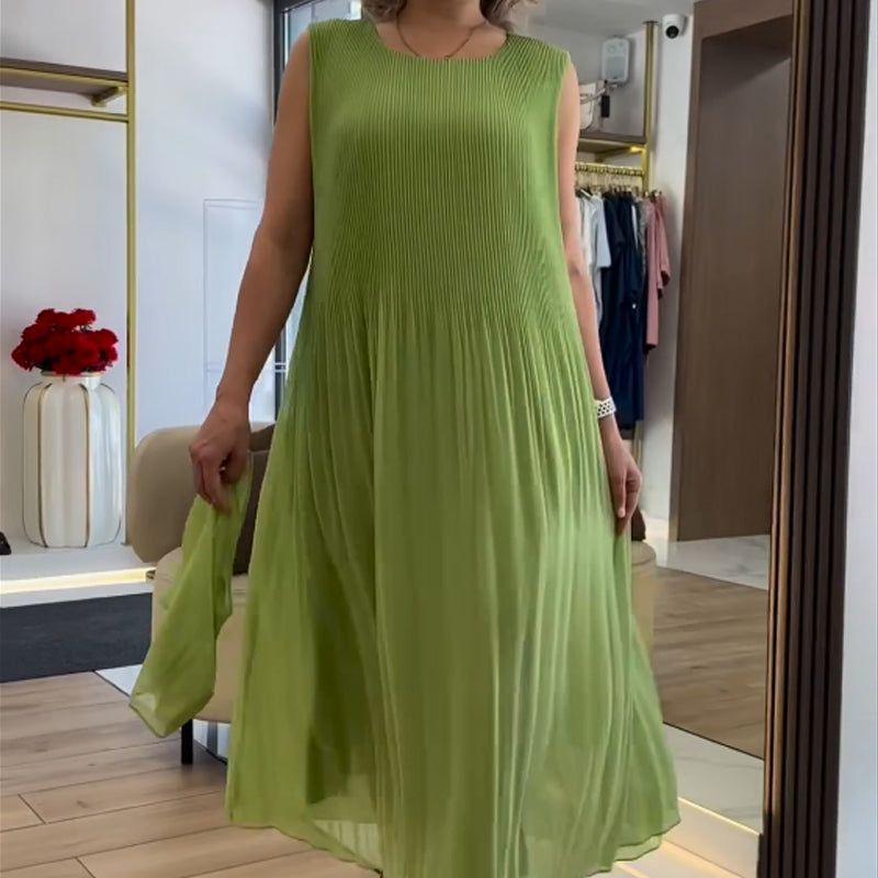 💃🏻Robe plissée sans manches en mousseline de soie pour femmes
