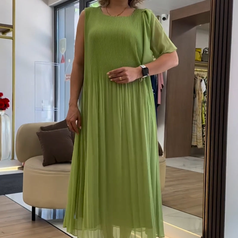 💃🏻Robe plissée sans manches en mousseline de soie pour femmes