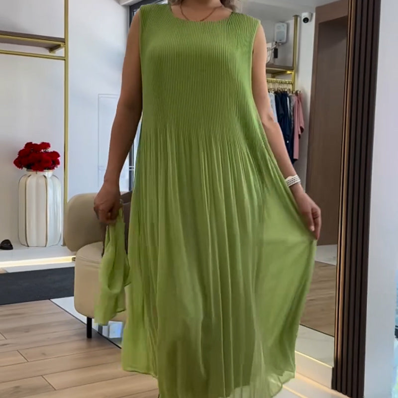 💃🏻Robe plissée sans manches en mousseline de soie pour femmes
