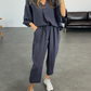 Deux-pièces pour femmes : Top à col en V & pantalon à la cheville