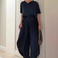 Ensemble 2 pièces pour femme : haut ample à manches courtes et pantalon large