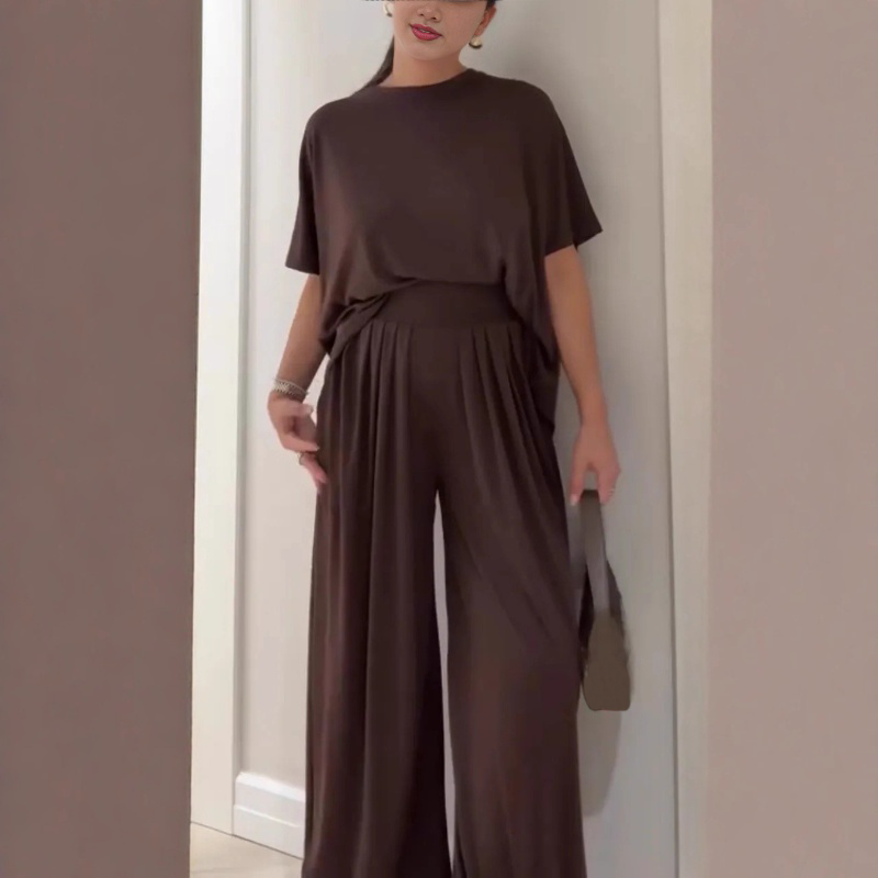 Ensemble 2 pièces pour femme : haut ample à manches courtes et pantalon large