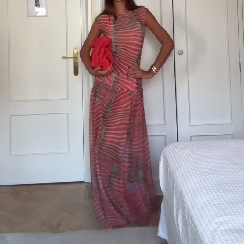 ⏳Spécial à durée limitée⏰Ensemble top sans manches et jupe en maille transparente