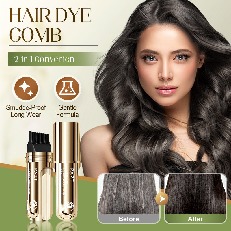 💇‍♀️ KÖP 2 FÅ 1 GRATIS! ✨ 2-i-1 Hårfärgningskam för Grått Hår - Snabb och Naturlig Täckning, Skonsam Formel för Användning Hemma 🌿📦