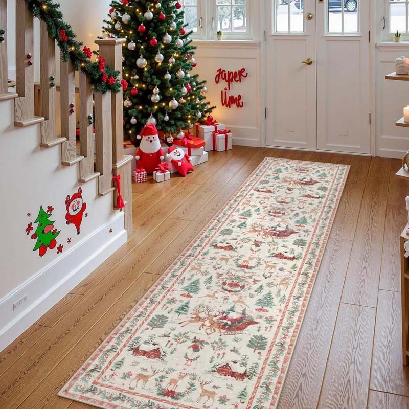 🎄 50 % RABATT NU! 🦌 Mjuk halkfri julmatta för hemmet – festligt motiv, varm & lätt att rengöra ✨