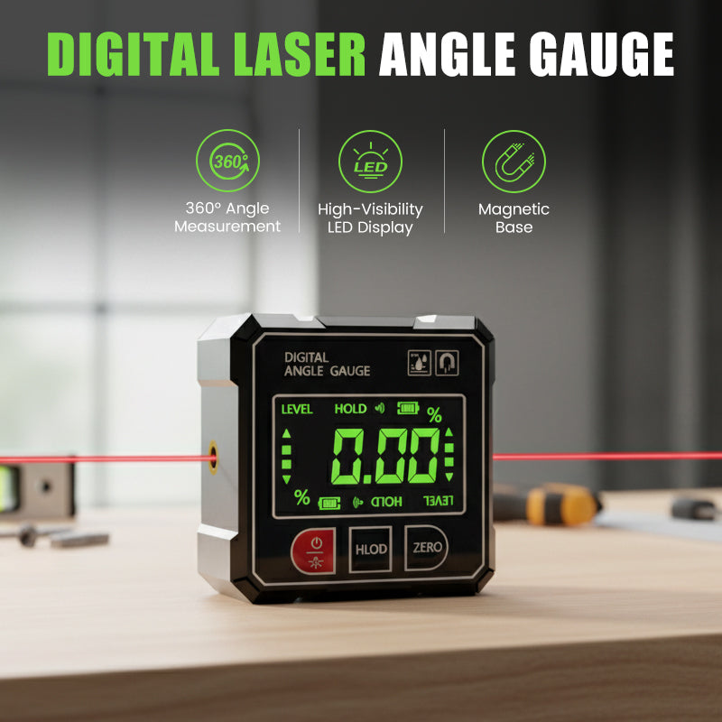 🔥40 % rabatt så länge lagret räcker!🎉Digital laser vinkelmätare med 4-sidig magnetisk bas