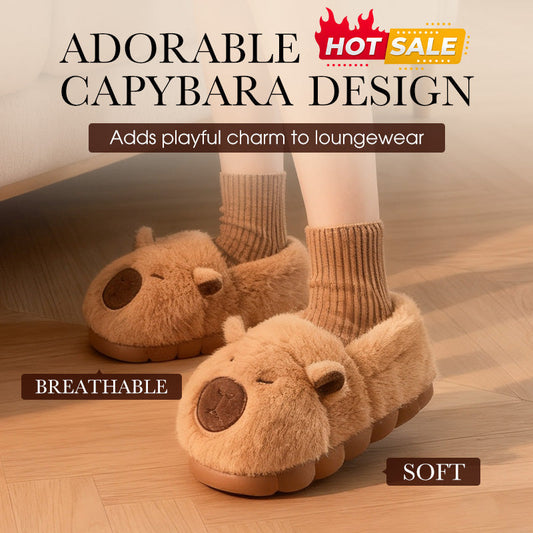🔥40 % rabatt så länge lagret räcker!🎉Halkskyddade tofflor Capybara: mjukt foder, EVA-sula och vintervärme!🧸