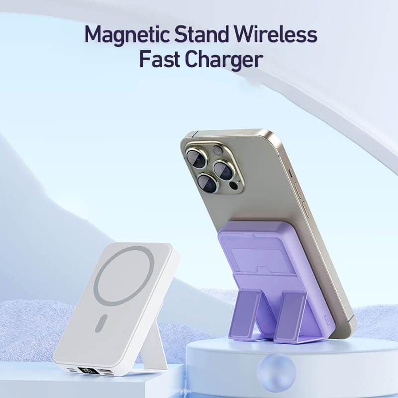🔋50 % RABATT JUST NU! 22,5 W, 10 000 mAh magnetisk trådlös powerbank – hopfällbart inbyggt stativ, bärbar magnetisk snabbladdare för smartphones