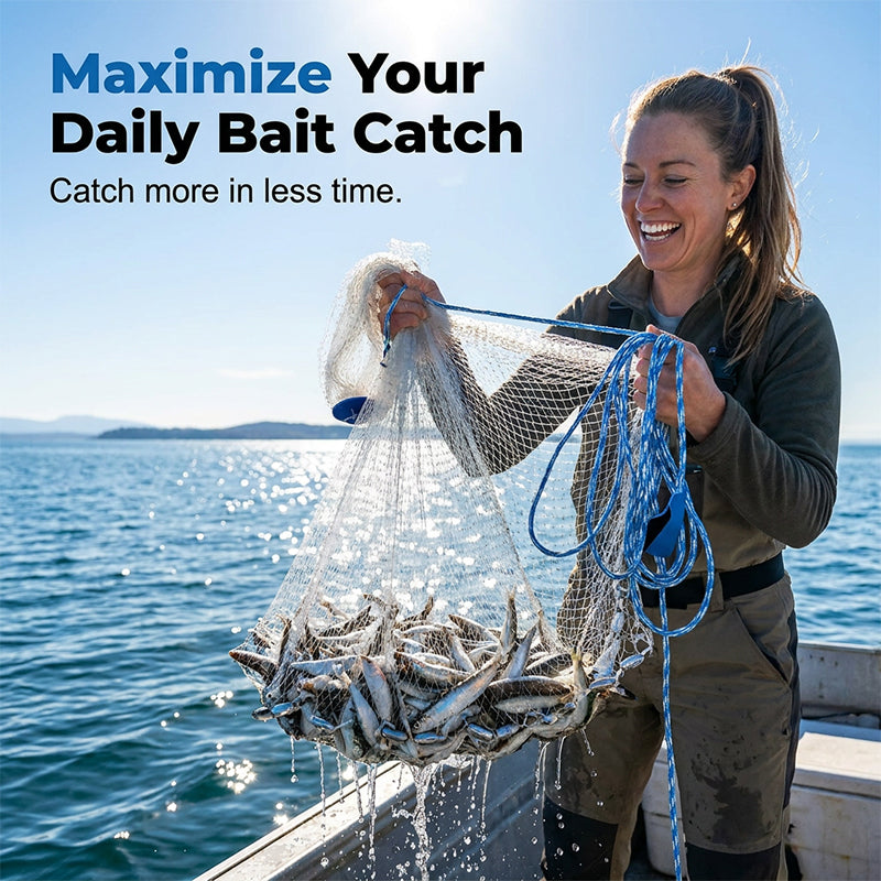 🐟 50% RABATT! 💥 Lättkastat Kastnät för Fiske – Snabbsjunkande Nät med Blytyngder för Söt- & Saltvatten 🎣