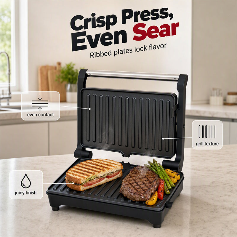 🥪 50 % RABATT NU! 🔥 Elektrisk Smörgås- & Paninigrill med 180° Öppning – Krispiga Smörgåsar, Panini & Mer ✨