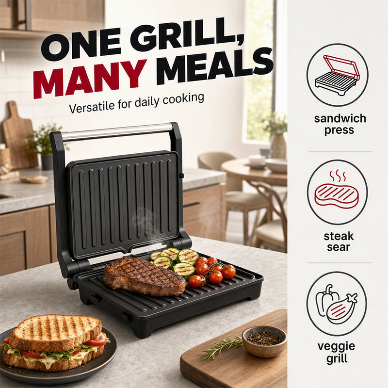 🥪 50 % RABATT NU! 🔥 Elektrisk Smörgås- & Paninigrill med 180° Öppning – Krispiga Smörgåsar, Panini & Mer ✨