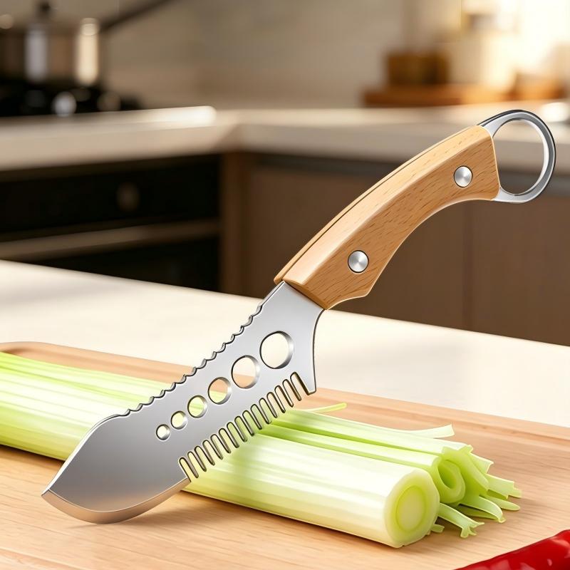 🎉 2026-rea — Över 16 000 sålda! 🥬 Multifunktionell grönsaksskärare – kamblad för perfekta julienne-strimlor, fiskavskalare och örtskalar – en kniv, tre funktioner! ✨