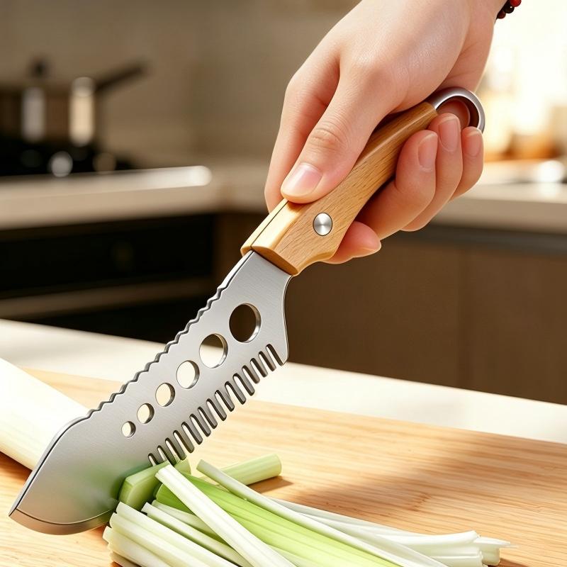 🎉 2026-rea — Över 16 000 sålda! 🥬 Multifunktionell grönsaksskärare – kamblad för perfekta julienne-strimlor, fiskavskalare och örtskalar – en kniv, tre funktioner! ✨