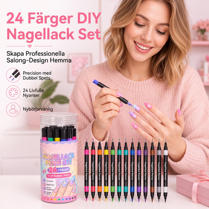 💅 50% RABATT NU ! !🌹24-färgers dubbeländade nagelkonstpennor set✨