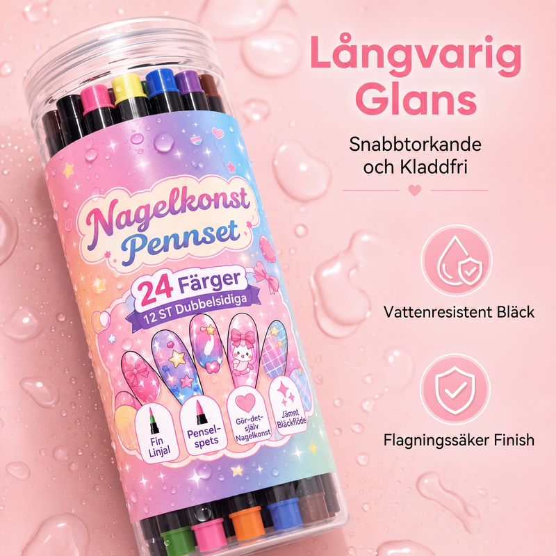 💅 50% RABATT NU ! !🌹24-färgers dubbeländade nagelkonstpennor set✨