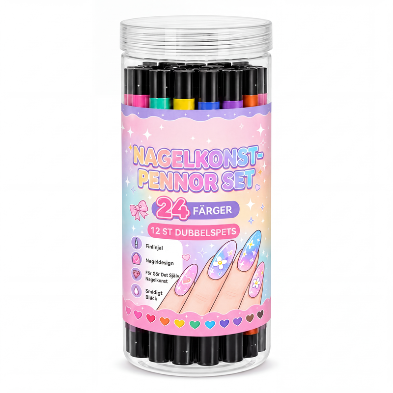 💅 50% RABATT NU ! !🌹24-färgers dubbeländade nagelkonstpennor set✨