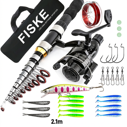 🎣 50 % RABATT NU! 🧳 Komplett fiskeutrustning – teleskopisk, resevänlig & praktisk väska – perfekt för camping och vandring 🌲