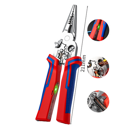 ⚡ 8-in-1 Wire Stripper with Voltage Tester: Cr-V Steel, Multi-Size Stripping, Ergonomic Grip