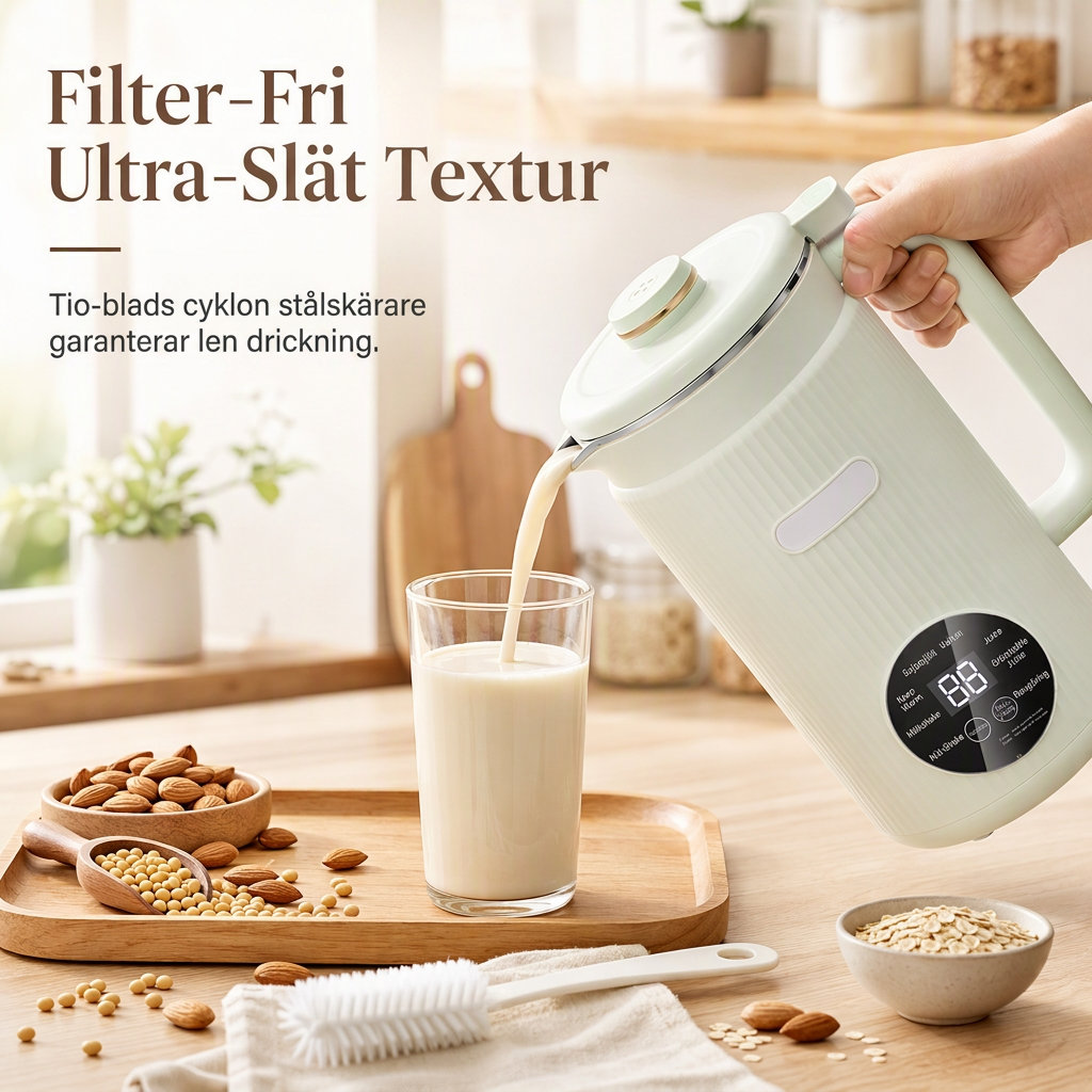 🥛 50 % RABATT NU! ⚙️ Automatisk sojamjölksmaskin med kraftfull mixer – 1500 ml, filterfri & 10 blad i 304 rostfritt stål ✨