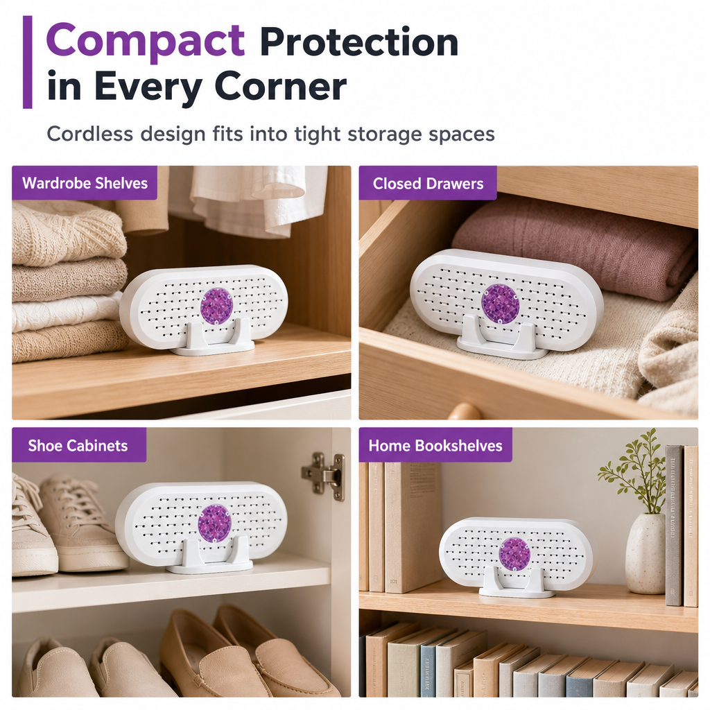 💦Köp 2 få 1 gratis🔥! Mini-avfuktare för hemmabruk – återanvändbar, USB-driven & visuell fuktindikator – torrt och fräscht i varje garderob ✨