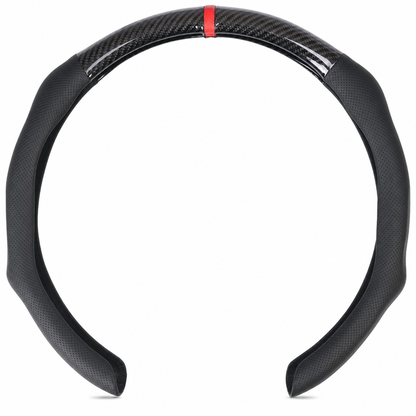 5D-rattöverdrag i kolfiber och nappaläder – andningsbart, svettabsorberande och halkfritt rattöverdrag, 38 cm