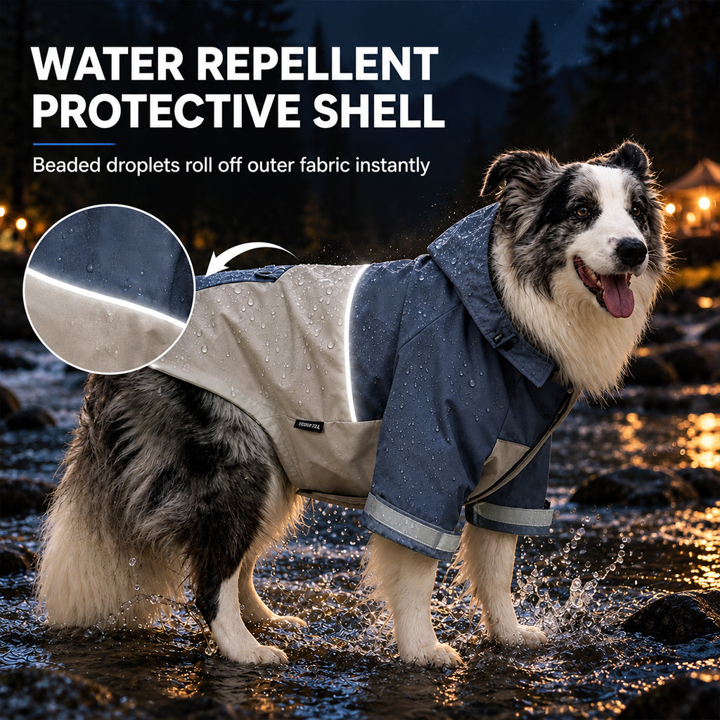 🐕 50 % RABATT NU! 🌧️ Vattentät regnrock för hundar i färgblockdesign – smutsavvisande benskydd för utomhusbruk 💦