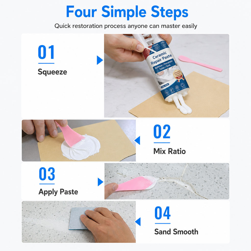 🚿 50 % RABATT NU! 🛠️ Snabbtorkande reparationspasta för kakel och keramik – epoxiharts, vattentät & enkel användning – perfekt för handfat, kakel och porslin 💧🏠