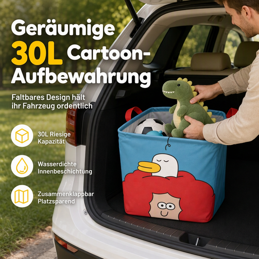 📢📢Kaufe 1, erhalte 1 gratis !!⏰Niedlicher Cartoon-faltbarer Kofferraum-Organizer, großer zusammenklappbarer Aufbewahrungskorb für Kleinigkeiten
