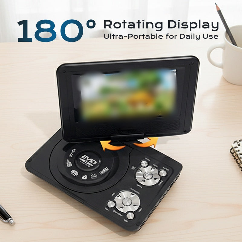 🔥 50 % rabatt under en begränsad tid | 🎬 Bärbar DVD-spelare – 7-tums vridbar skärm – Inbyggt batteri – Stänksäker design