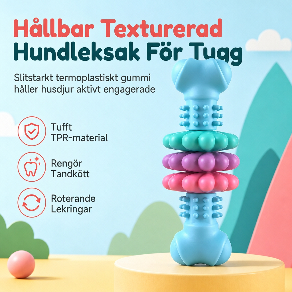 🐶 50% RABATT! 🦴 Texturerad TPR-tuggleksak för hundar, rengör tänder och är bitbeständig ✨