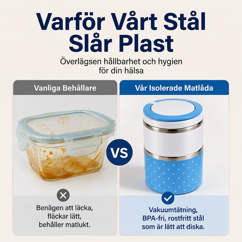 📢📢50% RABATT NU!! ⏰Bärbar lunchlåda i isolerad rostfritt stål