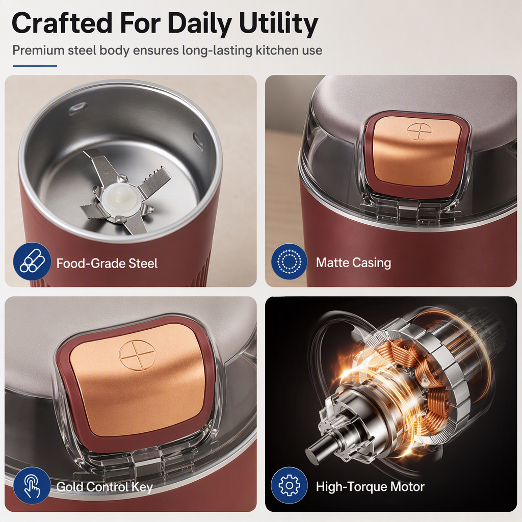 Compact Household Electric Grinder with 8 Multifunctional Dry Powder Milling Machine for Grains