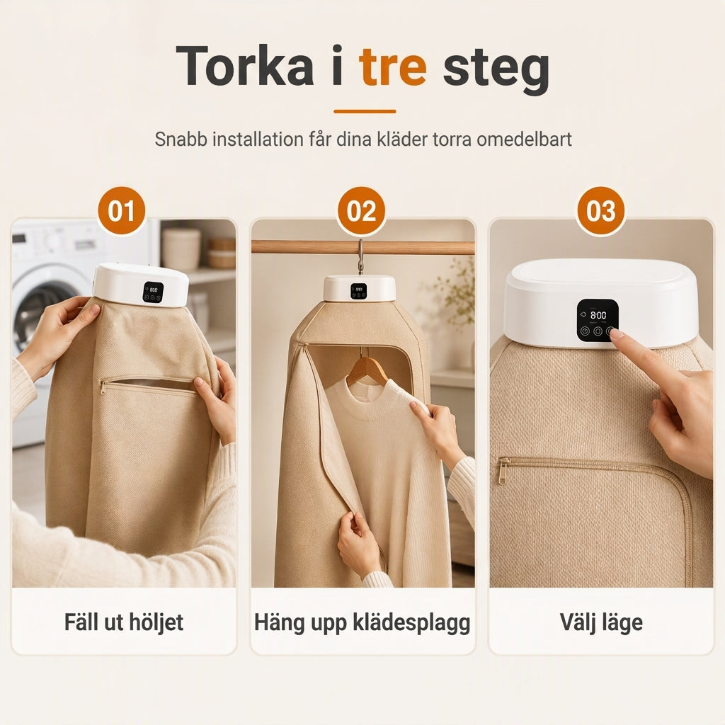 ♨👚 Bärbar hopvikbar torktumlare – minitorkmaskin med fjärrkontroll för resor och hemmabruk 🧺