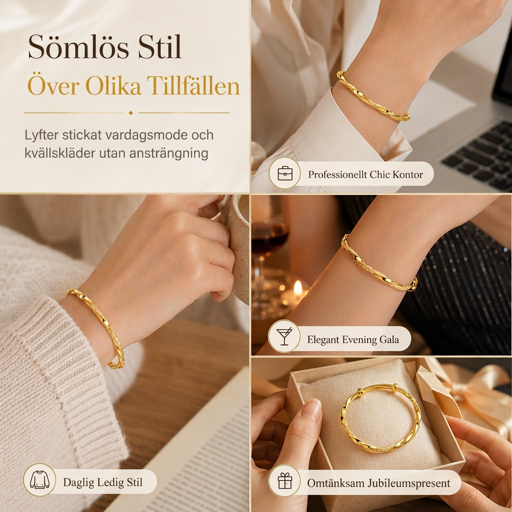 🌀 50% RABATT! ✨ Oändlig Mobius-armring, mjukt glidande justerlås, dubbel texturbeläggning, elektropäterad och bleknar inte