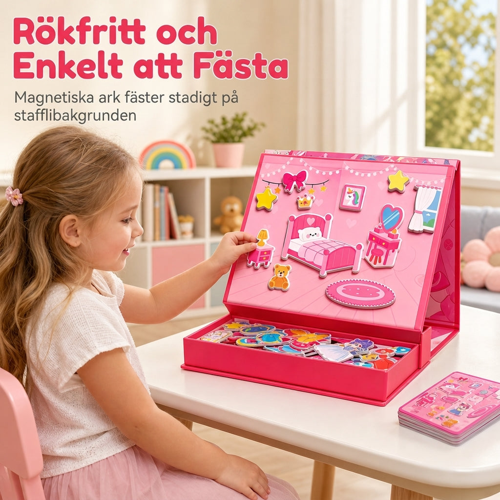 👑 Tidsbegränsad 50% rabatt! 👗 Magnetiskt prinsessklänningspussel, inga röriga bitar, med bärbart fodral för barn 3–6 år 🧲